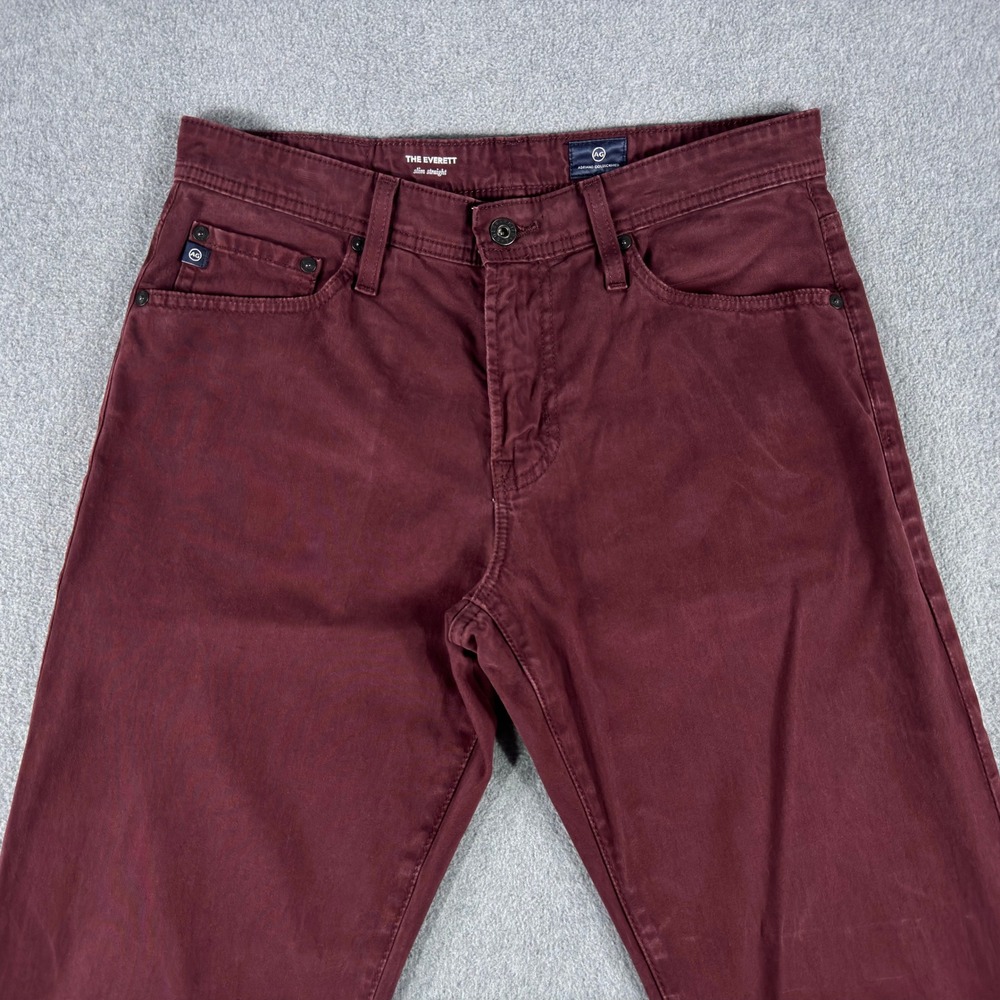 AG Adriano Goldschmied Everett Slim Straight Pants Mens 32x28 Burgundy